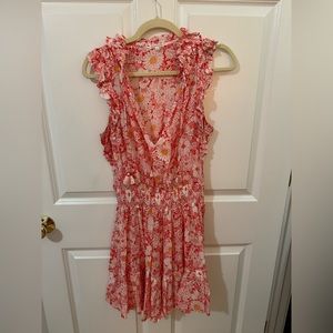 Poupette St Barth Triny Floral Self-Tie Tassel Minidress